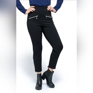 A New Day Low Rise Skinny Leg Rayon Blend Black Leggings Zippers Sz Medium Nwot